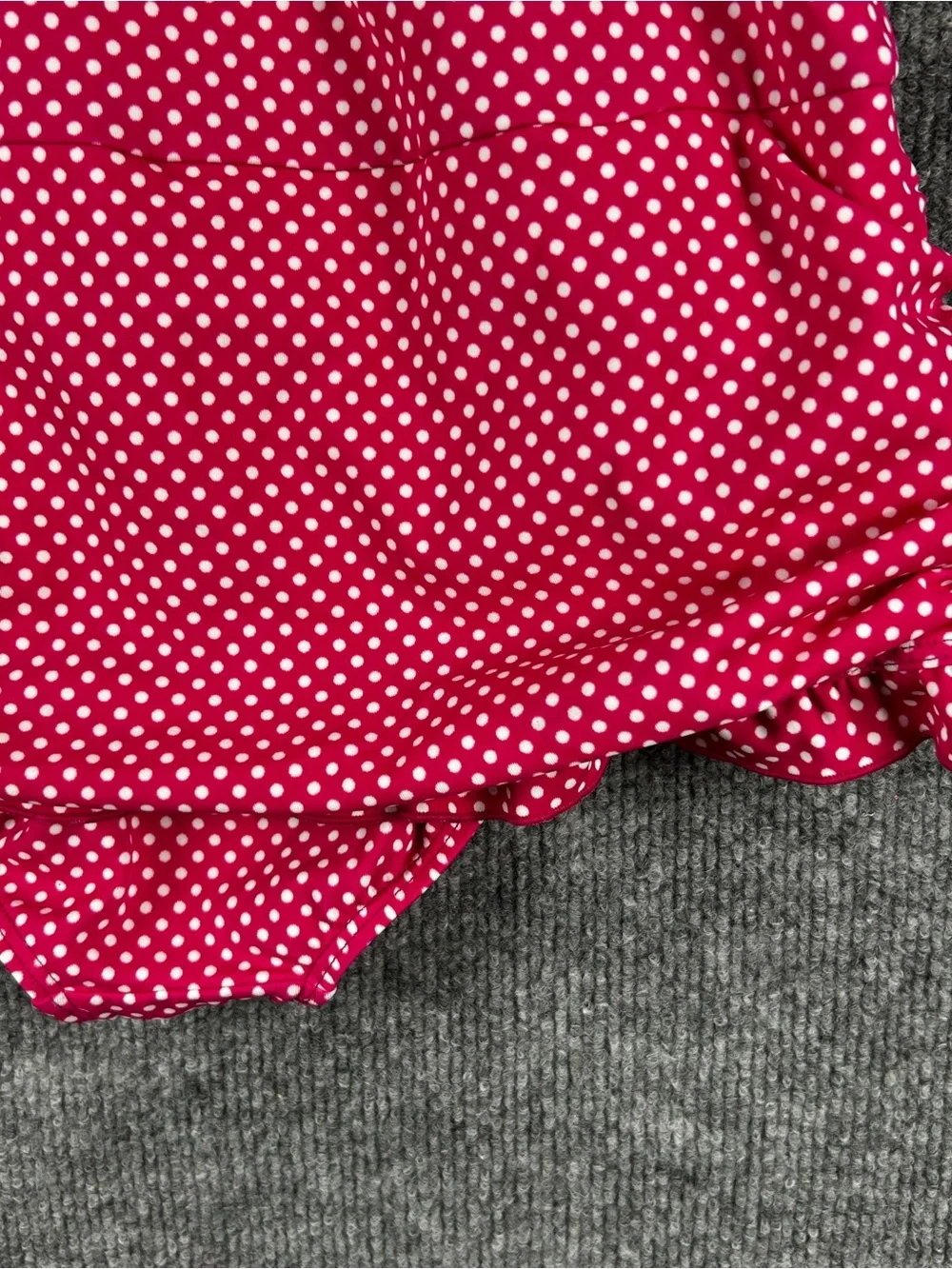 NWT Lands End Girls Hot Pink Polka Dot Ruffle One Piece Swimsuit Bathing Suit 14
